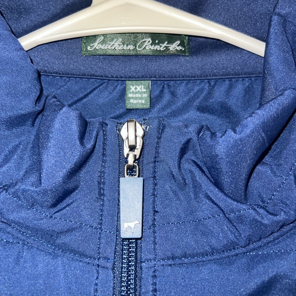 Blue Quilted Jacket With Puffy Rectangular Sectio… - image 2